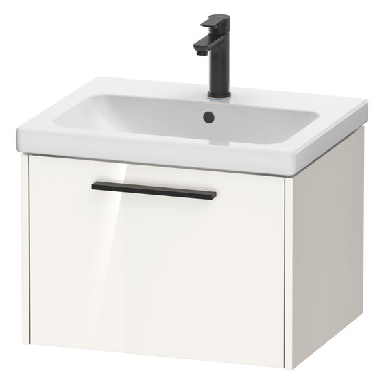 Duravit D-Code Waschtischunterbau wandh. 460x584x400mm, Weiß Hochglanz, 1 Auszug, Griff Diamantschwarz, mit Dämpfung