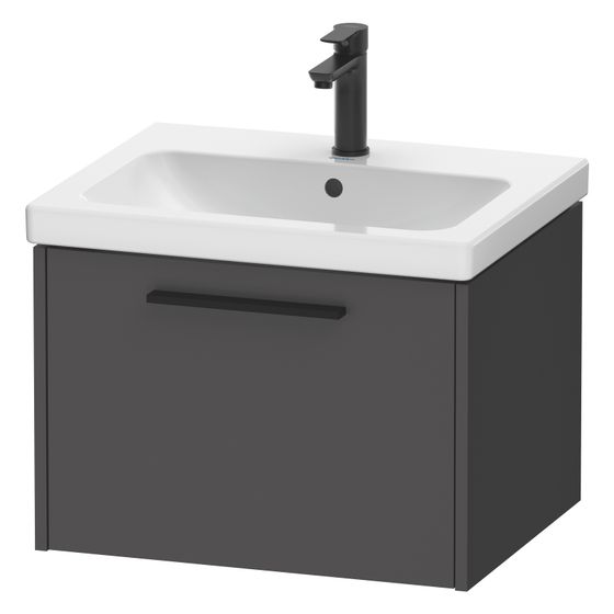 Duravit D-Code Waschtischunterbau wandh. 460x584x400mm, Graphit Matt, 1 Auszug, Griff Diamantschwarz, mit Dämpfung