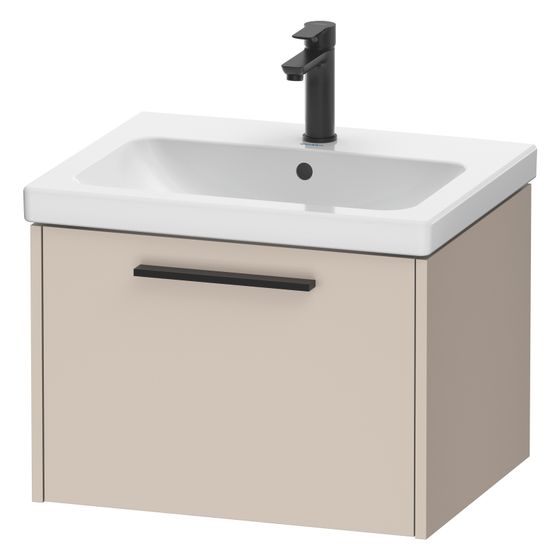 Duravit D-Code Waschtischunterbau wandh. 460x584x400mm, Taupe Matt, 1 Auszug, Griff Diamantschwarz, mit Dämpfung