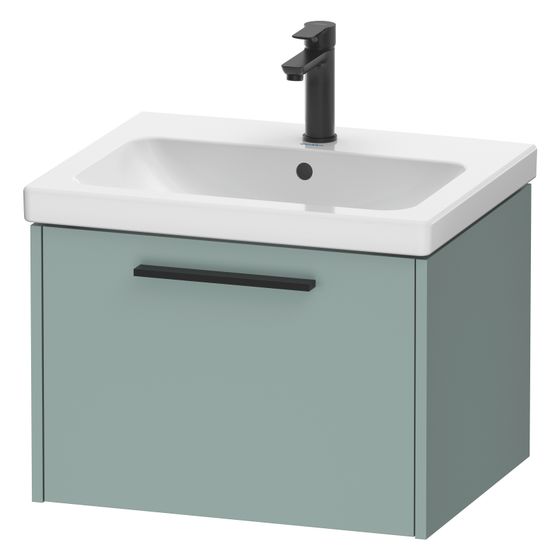 Duravit D-Code Waschtischunterbau wandh. 460x584x400mm, Fjordgrün Matt, 1 Auszug, Griff Diamantschwarz, mit Dämpfung
