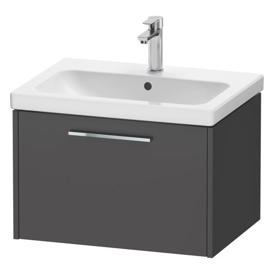 Duravit D-Code Waschtischunterbau wandhäng. 460x634x400mm, Graphit Matt, 1 Auszug, Griff Chrom, mit Dämpfung