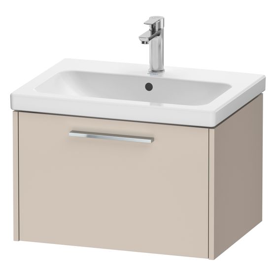 Duravit D-Code Waschtischunterbau wandhäng. 460x634x400mm, Taupe Matt, 1 Auszug, Griff Chrom, mit Dämpfung