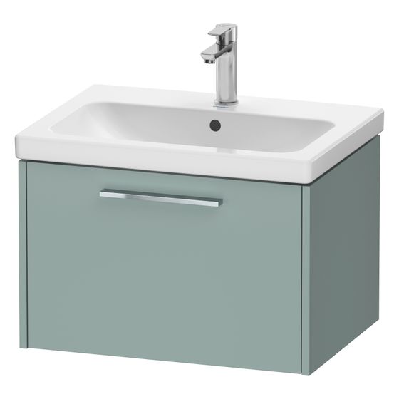 Duravit D-Code Waschtischunterbau wandhäng. 460x634x400mm, Fjordgrün Matt, 1 Auszug, Griff Chrom, mit Dämpfung