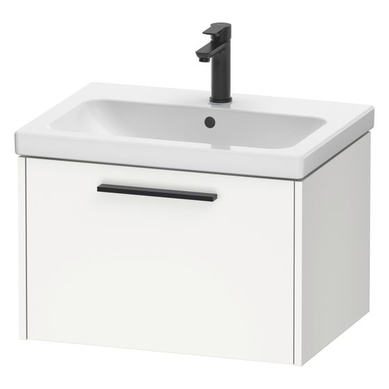 Duravit D-Code Waschtischunterbau wandh. 460x634x400mm, Mattweiß, 1 Auszug, Griff Diamantschwarz, mit Dämpfung