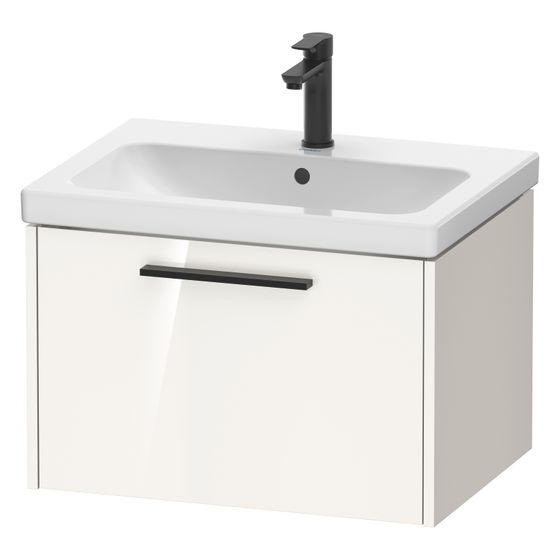 Duravit D-Code Waschtischunterbau wandh. 460x634x400mm, Weiß Hochglanz, 1 Auszug, Griff Diamantschwarz, mit Dämpfung