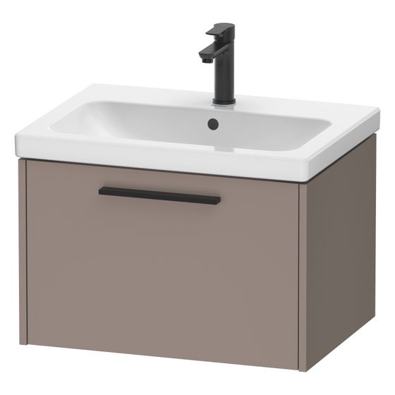 Duravit D-Code Waschtischunterbau wandh. 460x634x400mm, Basalt Matt, 1 Auszug, Griff Diamantschwarz, mit Dämpfung