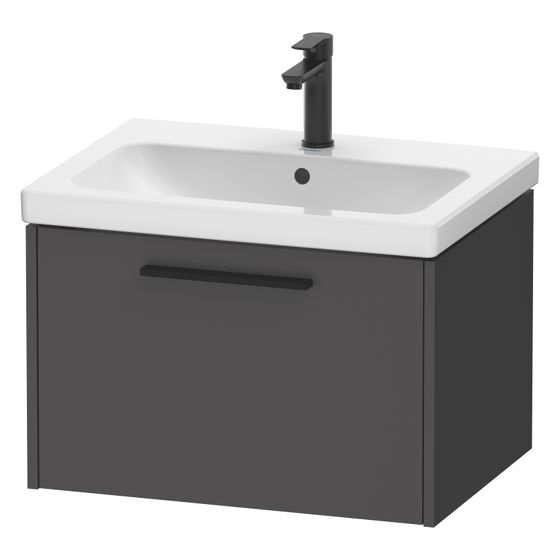 Duravit D-Code Waschtischunterbau wandh. 460x634x400mm, Graphit Matt, 1 Auszug, Griff Diamantschwarz, mit Dämpfung