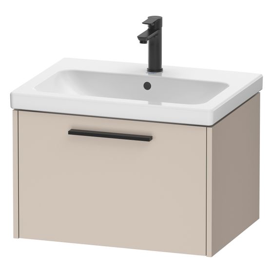 Duravit D-Code Waschtischunterbau wandh. 460x634x400mm, Taupe Matt, 1 Auszug, Griff Diamantschwarz, mit Dämpfung
