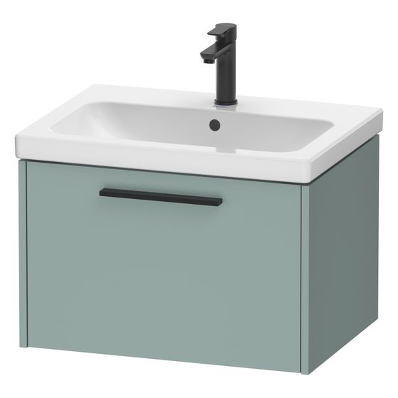 Duravit D-Code Waschtischunterbau wandh. 460x634x400mm, Fjordgrün Matt, 1 Auszug, Griff Diamantschwarz, mit Dämpfung