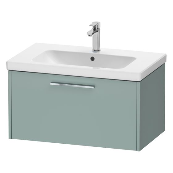 Duravit D-Code Waschtischunterbau wandhäng. 460x784x400mm, Fjordgrün Matt, 1 Auszug, Griff Chrom, mit Dämpfung
