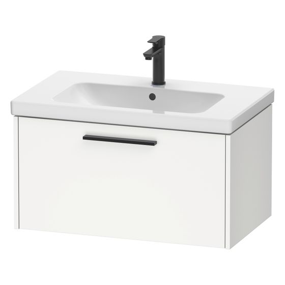 Duravit D-Code Waschtischunterbau wandh. 460x784x400mm, Mattweiß, 1 Auszug, Griff Diamantschwarz, mit Dämpfung