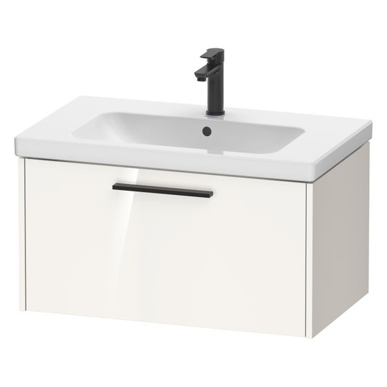 Duravit D-Code Waschtischunterbau wandh. 460x784x400mm, Weiß Hochglanz, 1 Auszug, Griff Diamantschwarz, mit Dämpfung