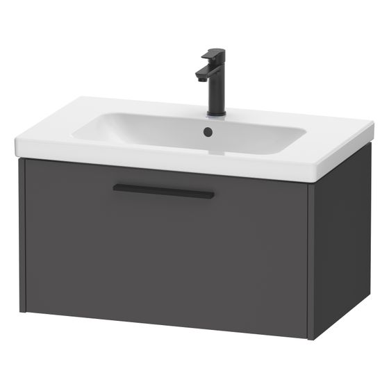 Duravit D-Code Waschtischunterbau wandh. 460x784x400mm, Graphit Matt, 1 Auszug, Griff Diamantschwarz, mit Dämpfung