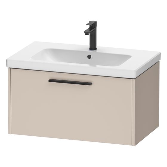 Duravit D-Code Waschtischunterbau wandh. 460x784x400mm, Taupe Matt, 1 Auszug, Griff Diamantschwarz, mit Dämpfung