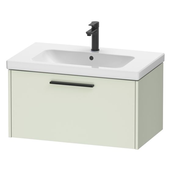 Duravit D-Code Waschtischunterbau wandh. 460x784x400mm, Blassgrün Matt, 1 Auszug, Griff Diamantschwarz, mit Dämpfung