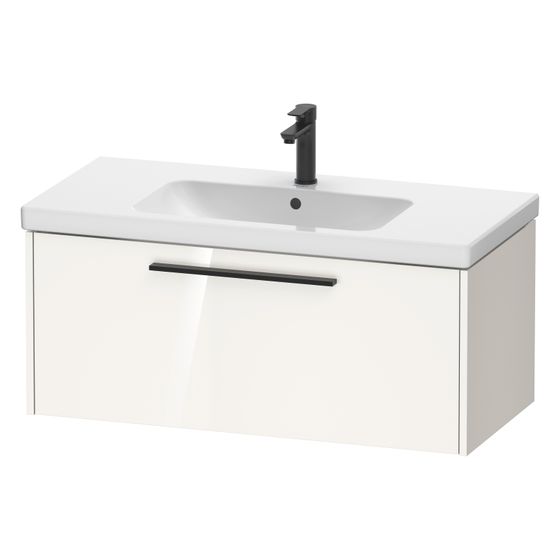Duravit D-Code Waschtischunterbau wandh. 460x984x400mm, Weiß Hochglanz, 1 Auszug, Griff Diamantschwarz, mit Dämpfung