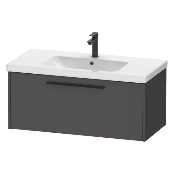 Duravit D-Code Waschtischunterbau wandh. 460x984x400mm, Graphit Matt, 1 Auszug, Griff Diamantschwarz, mit Dämpfung