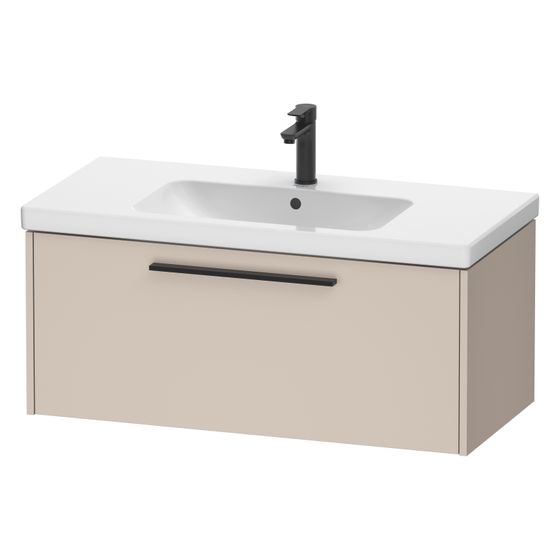 Duravit D-Code Waschtischunterbau wandh. 460x984x400mm, Taupe Matt, 1 Auszug, Griff Diamantschwarz, mit Dämpfung