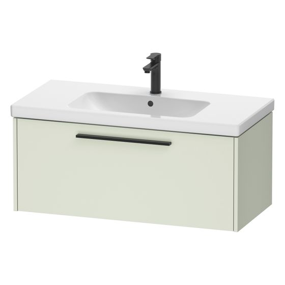 Duravit D-Code Waschtischunterbau wandh. 460x984x400mm, Blassgrün Matt, 1 Auszug, Griff Diamantschwarz, mit Dämpfung