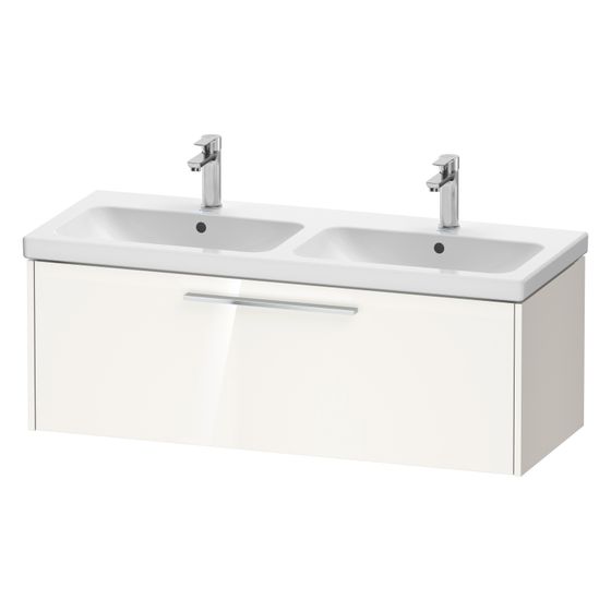 Duravit D-Code Waschtischunterbau wandhäng. 460x1184x400mm Weiß Hochglanz 1 Auszug Griff Chrom mit Dämpfung
