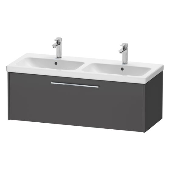 Duravit D-Code Waschtischunterbau wandhäng. 460x1184x400mm, Graphit Matt, 1 Auszug, Griff Chrom, mit Dämpfung
