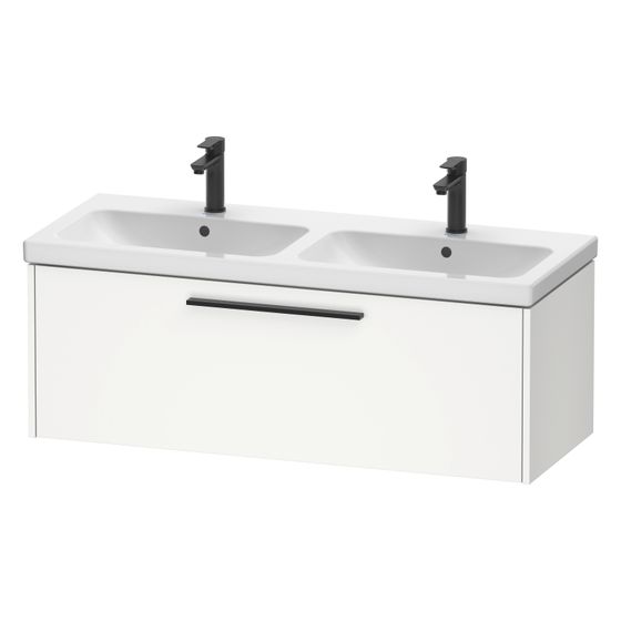 Duravit D-Code Waschtischunterbau wandh. 460x1184x400mm, Mattweiß, 1 Auszug, Griff Diamantschwarz, mit Dämpfung