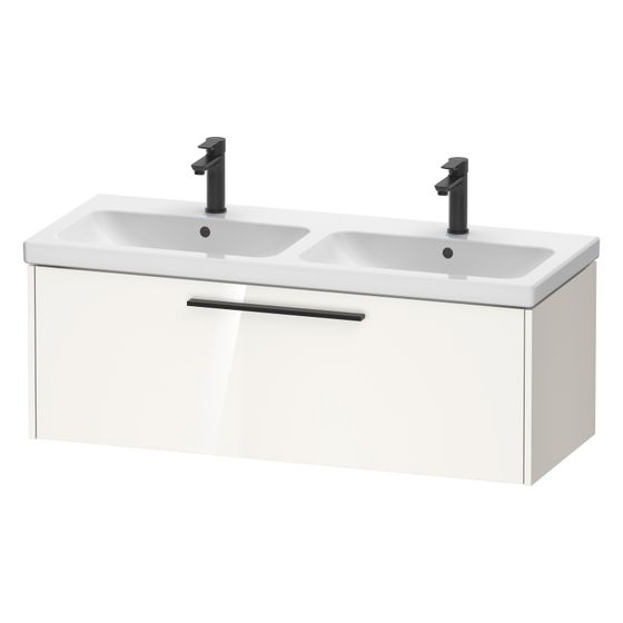 Duravit D-Code Waschtischunterbau wandh. 460x1184x400mm, Weiß Hochglanz, 1 Auszug, Griff Diamantschwarz, mit Dämpfung