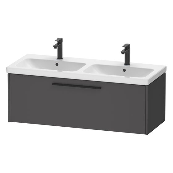 Duravit D-Code Waschtischunterbau wandh. 460x1184x400mm, Graphit Matt, 1 Auszug, Griff Diamantschwarz, mit Dämpfung