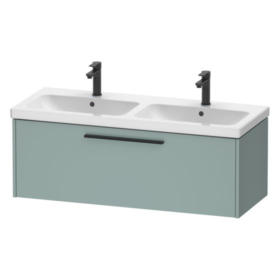 Duravit D-Code Waschtischunterbau wandh. 460x1184x400mm, Fjordgrün Matt, 1 Auszug, Griff Diamantschwarz, mit Dämpfung