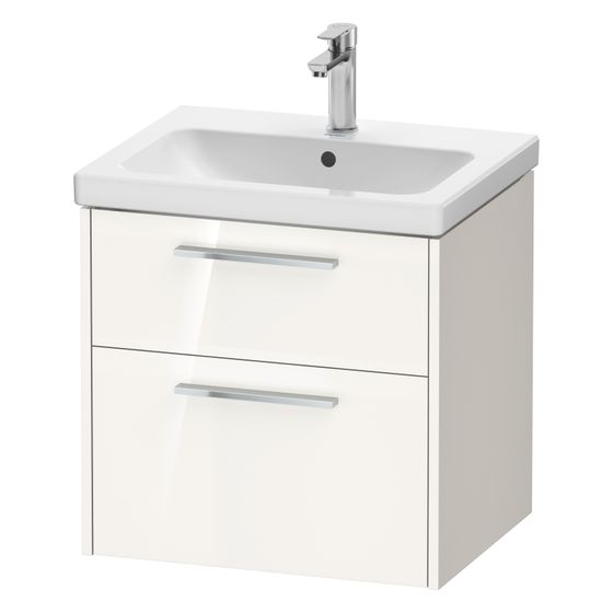 Duravit D-Code Waschtischunterbau wandh. 460x584x555mm, Weiß Hochglanz, 1 Auszug/Schubkasten, Griff Chrom, mit Dämpfung