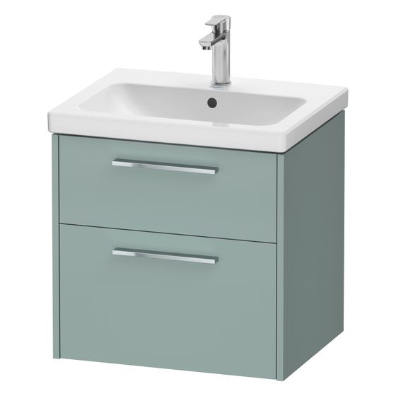 Duravit D-Code Waschtischunterbau wandh. 460x584x555mm, Fjordgrün Matt, 1 Auszug/Schubkasten, Griff Chrom, mit Dämpfung