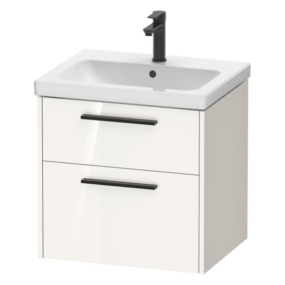 Duravit D-Code Waschtischunterbau wandh. 460x584x555mm Weiß Hochglanz, 1 Auszug/Schubkasten, Griff Diamantschwarz