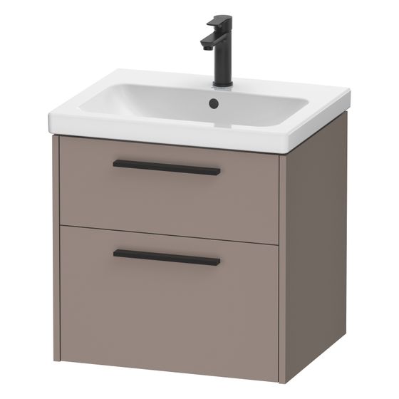 Duravit D-Code Waschtischunterbau wandh. 460x584x555mm Basalt Matt, 1 Auszug/Schubkasten, Griff Diamantschwarz, mit Dämpfung