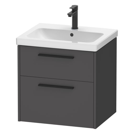 Duravit D-Code Waschtischunterbau wandhäng. 460x584x555mm Graphit Matt, 1 AZ/SK, Griff Diam. mit Dämpfung