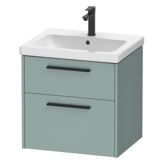 Duravit D-Code Waschtischunterbau wandh. 460x584x555mm Fjordgrün Matt, 1 Auszug/Schubkasten, Griff Diamantschwarz