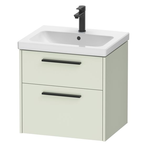 Duravit D-Code Waschtischunterbau wandh. 460x584x555mm Blassgrün Matt, 1 Auszug/Schubkasten, Griff Diamantschwarz
