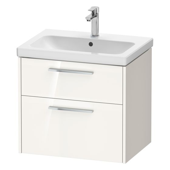 Duravit D-Code Waschtischunterbau wandh. 460x634x555mm, Weiß Hochglanz, 1 Auszug/Schubkasten, Griff Chrom, mit Dämpfung