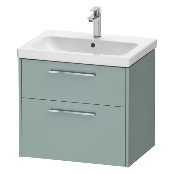 Duravit D-Code Waschtischunterbau wandh. 460x634x555mm, Fjordgrün Matt, 1 Auszug/Schubkasten, Griff Chrom, mit Dämpfung