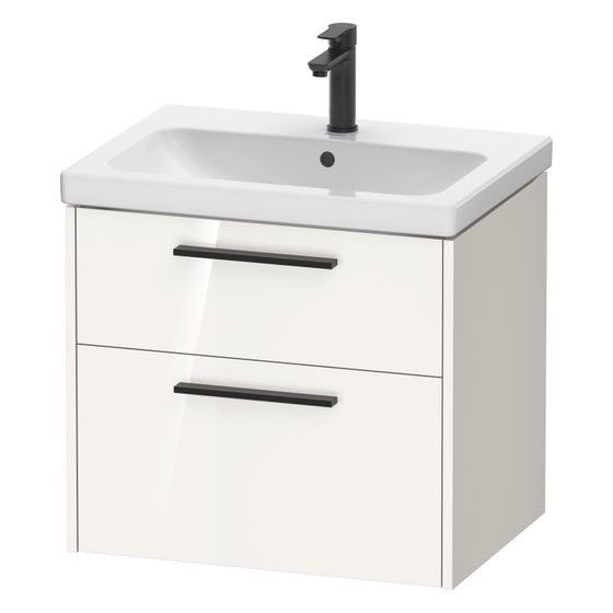 Duravit D-Code Waschtischunterbau wandh. 460x634x555mm Weiß Hochglanz, 1 Auszug/Schubkasten, Griff Diamantschwarz