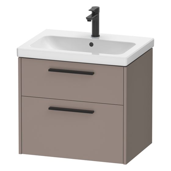 Duravit D-Code Waschtischunterbau wandh. 460x634x555mm Basalt Matt, 1 Auszug/Schubkasten, Griff Diamantschwarz, mit Dämpfung