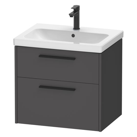 Duravit D-Code Waschtischunterbau wandhäng. 460x634x555mm Graphit Matt, 1 AZ/SK, Griff Diam. mit Dämpfung