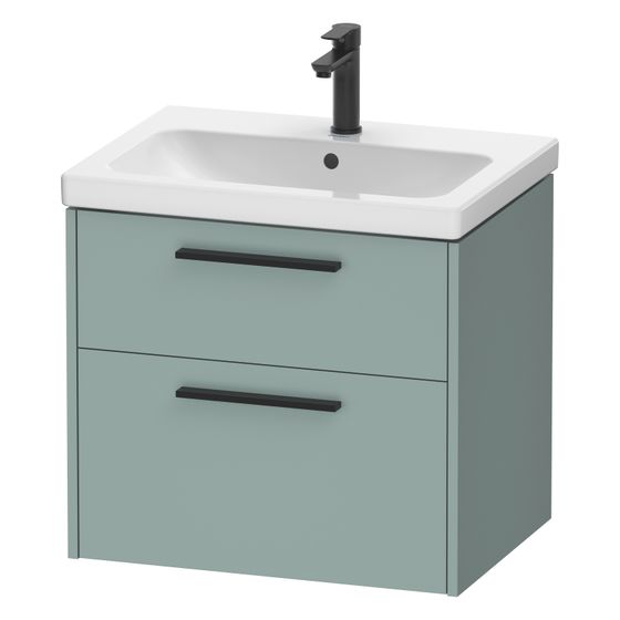 Duravit D-Code Waschtischunterbau wandh. 460x634x555mm Fjordgrün Matt, 1 Auszug/Schubkasten, Griff Diamantschwarz
