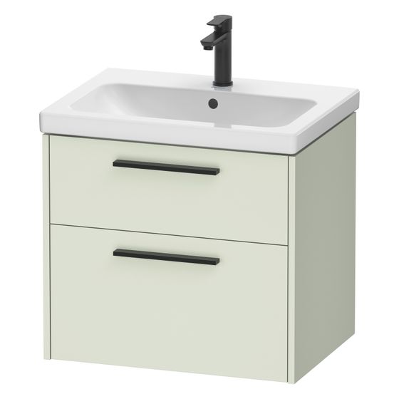 Duravit D-Code Waschtischunterbau wandh. 460x634x555mm Blassgrün Matt, 1 Auszug/Schubkasten, Griff Diamantschwarz