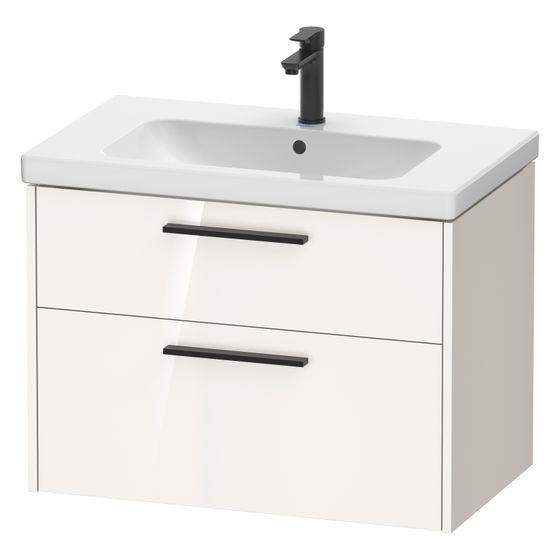 Duravit D-Code Waschtischunterbau wandh. 460x784x555mm Weiß Hochglanz, 1 Auszug/Schubkasten, Griff Diamantschwarz
