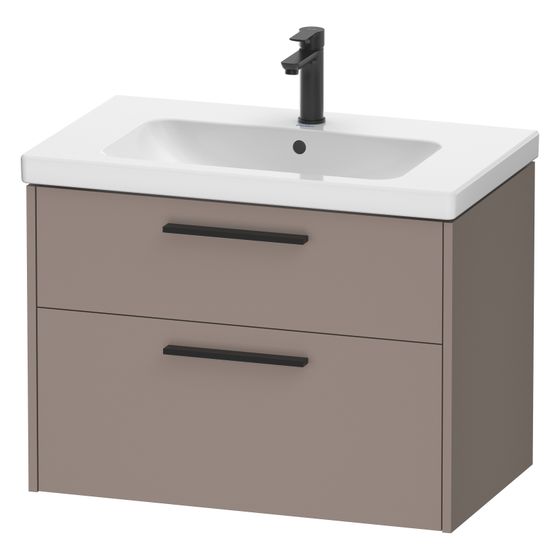 Duravit D-Code Waschtischunterbau wandh. 460x784x555mm Basalt Matt, 1 Auszug/Schubkasten, Griff Diamantschwarz, mit Dämpfung