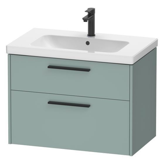 Duravit D-Code Waschtischunterbau wandh. 460x784x555mm Fjordgrün Matt, 1 Auszug/Schubkasten, Griff Diamantschwarz