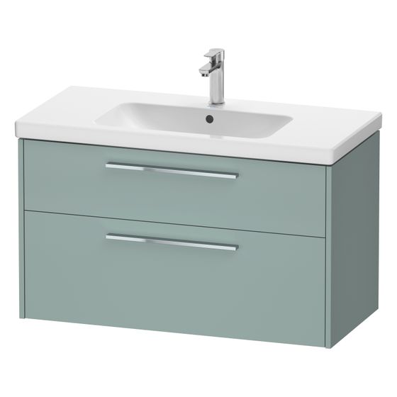 Duravit D-Code Waschtischunterbau wandh. 460x984x555mm, Fjordgrün Matt, 1 Auszug/Schubkasten, Griff Chrom, mit Dämpfung