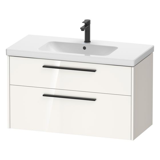Duravit D-Code Waschtischunterbau wandh. 460x984x555mm Weiß Hochglanz, 1 Auszug/Schubkasten, Griff Diamantschwarz