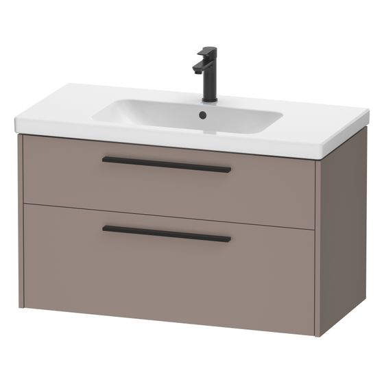 Duravit D-Code Waschtischunterbau wandh. 460x984x555mm Basalt Matt, 1 Auszug/Schubkasten, Griff Diamantschwarz, mit Dämpfung