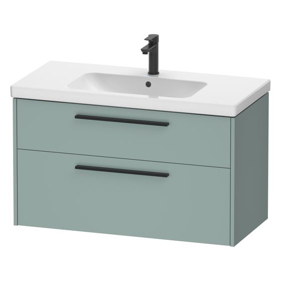 Duravit D-Code Waschtischunterbau wandh. 460x984x555mm Fjordgrün Matt, 1 Auszug/Schubkasten, Griff Diamantschwarz
